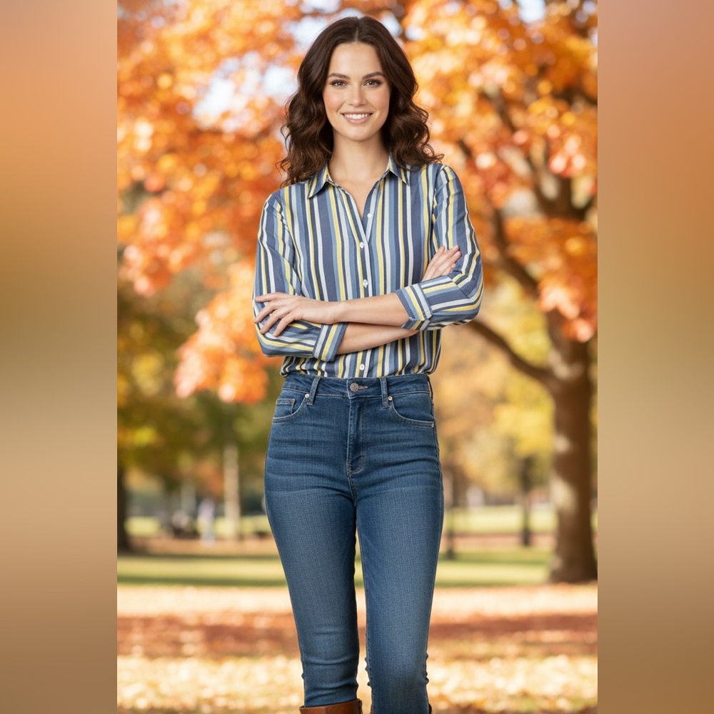 Michael Kors stripe button up blouse